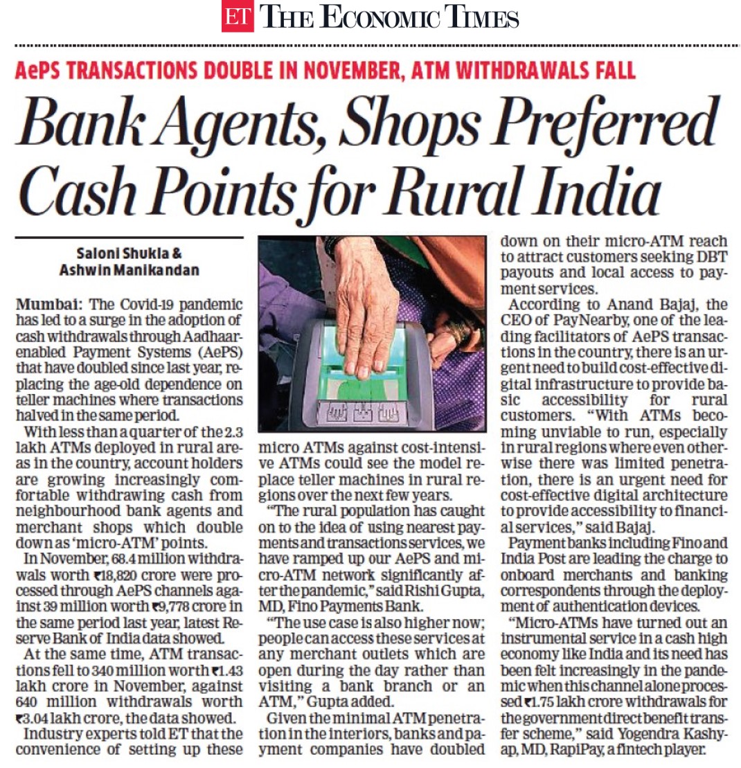 Bank Agents, Shops Preferred Cash Points for Rural India